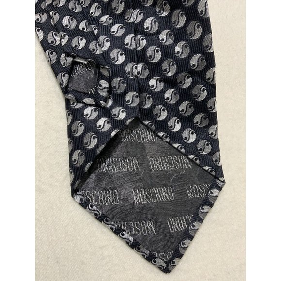 MOSCHINO Black Geometric Silk Tie ITALY 58"/ 4" EC - Picture 4 of 5